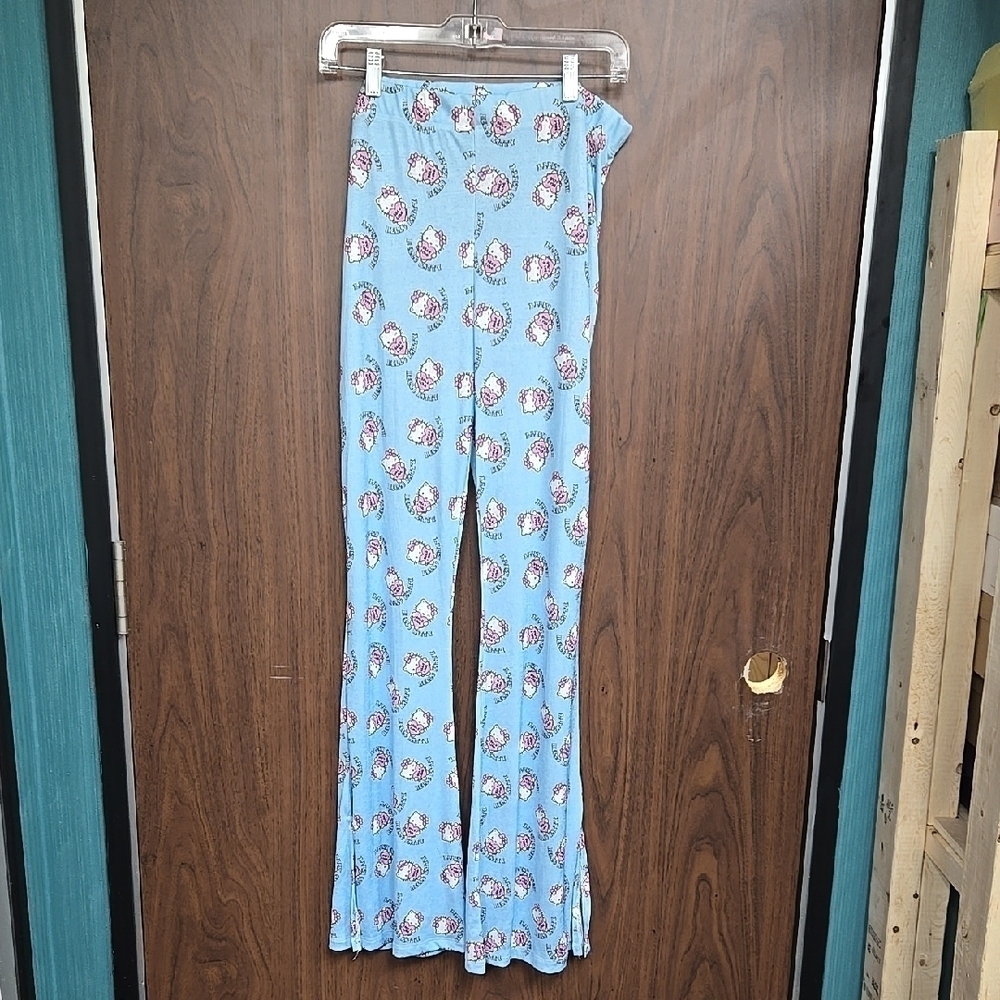 Sawri Size 14 Baby Blue Hello Kitty Bell Bottom Lounge Pants